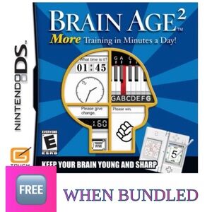 🆓 FREE When Bundled- Nintendo DS Brain Age 2 Game Without Storage Case